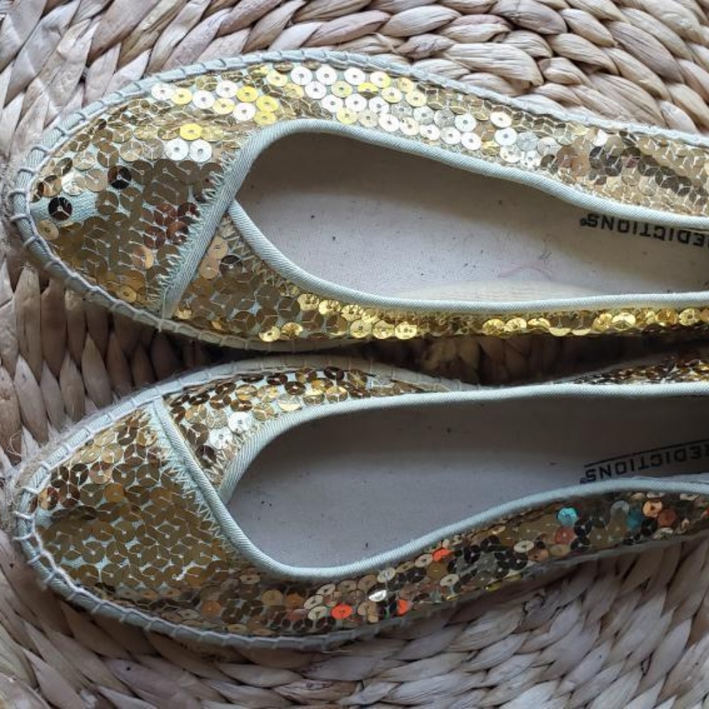 Gold sequin flats